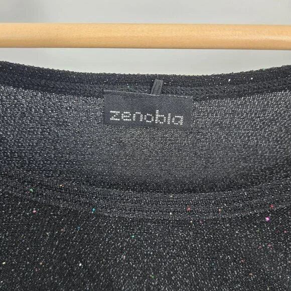 Vintage Zenobia Black Y2K Glitter Shimmer Going Out Blouse 3XL - Picture 3 of 11